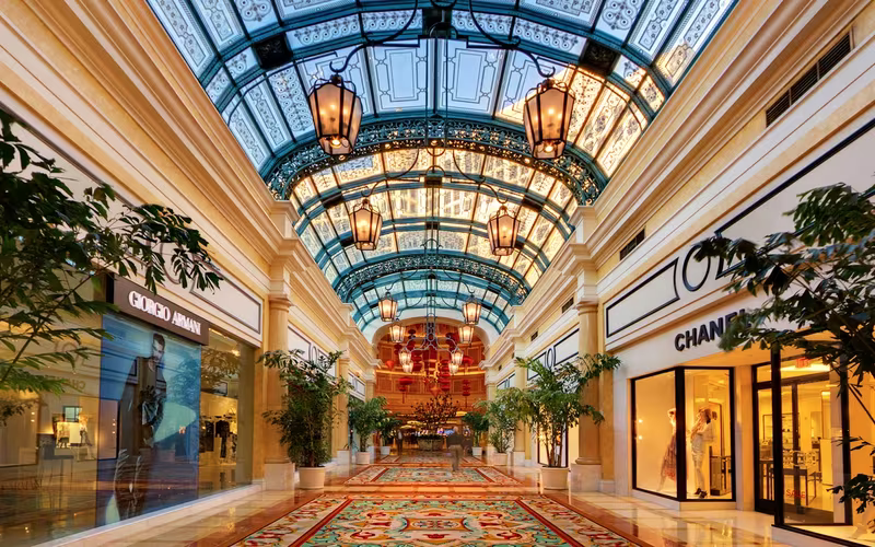Shopping promenade inside the Bellagio casino