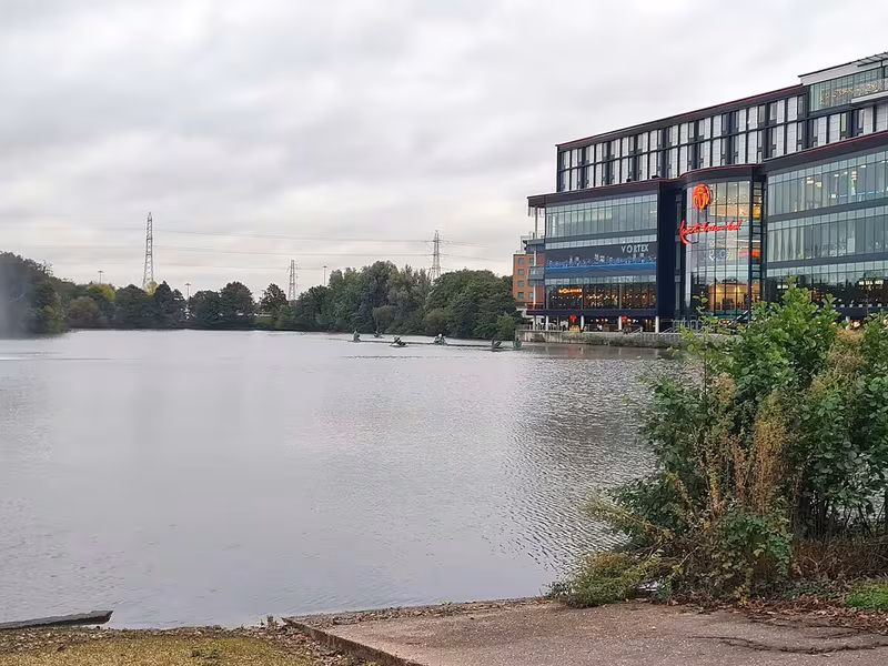 Resorts World Birmingham seen across Pendigo Lake